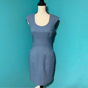 Marc New York Andrew Marc Blue Animal Print Textured Cap Sleeve Dress